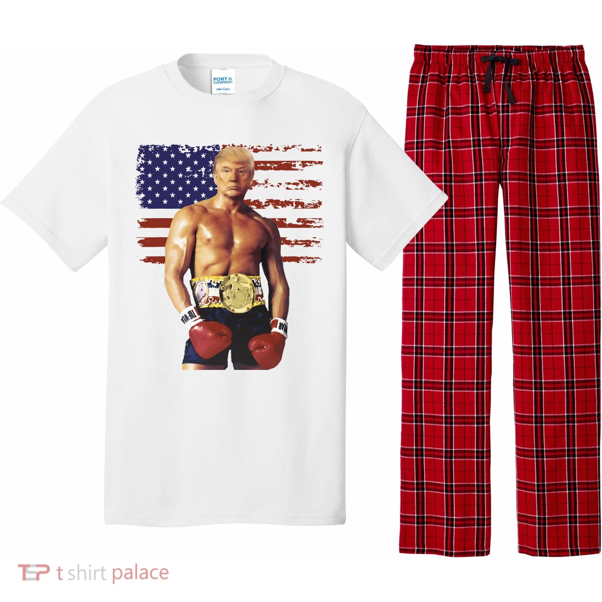 Trump Rocky Boxing Meme Boxer Us Flag Patriot Pajama Set