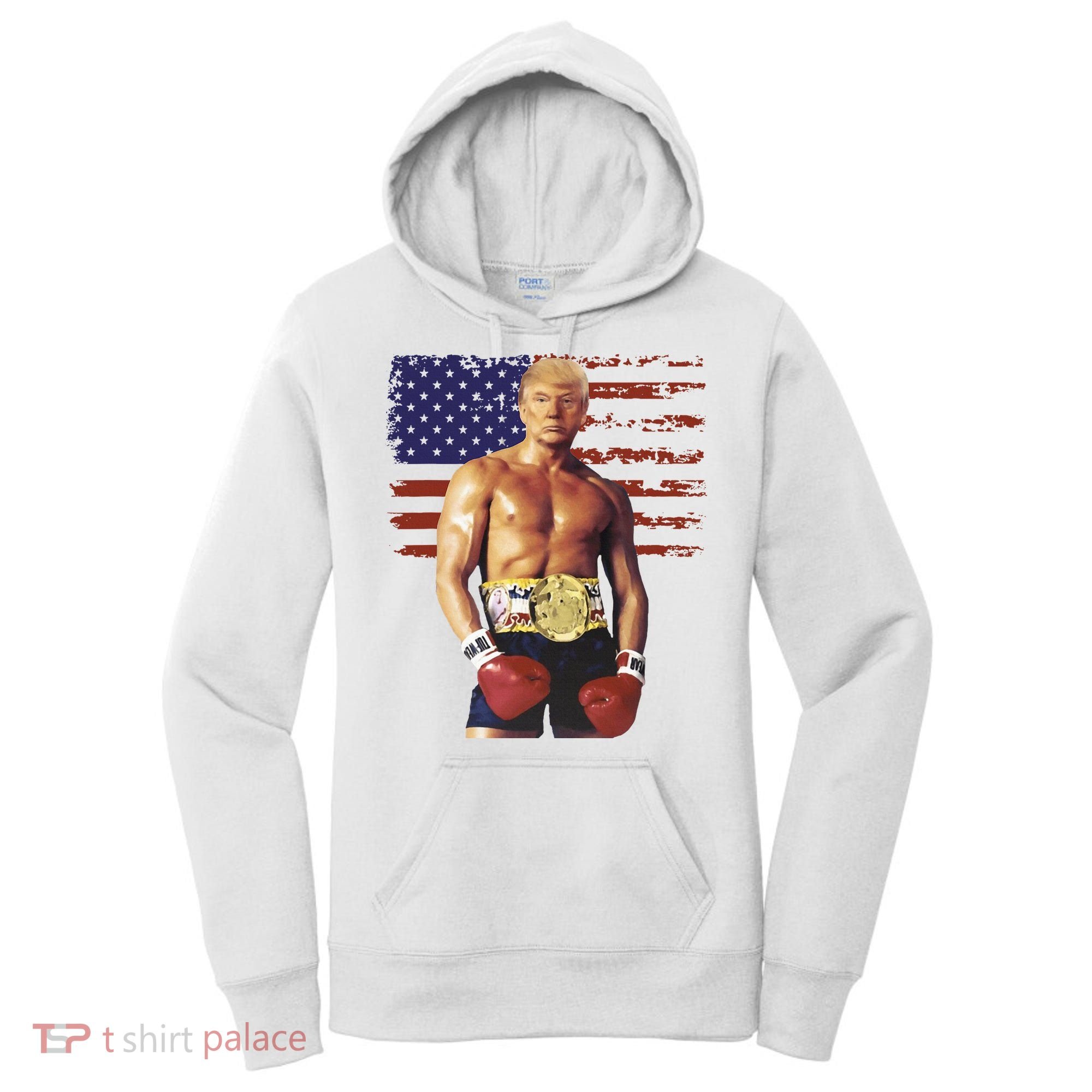 Trump Rocky Boxing Meme Boxer Us Flag Patriot Women's Hoodie