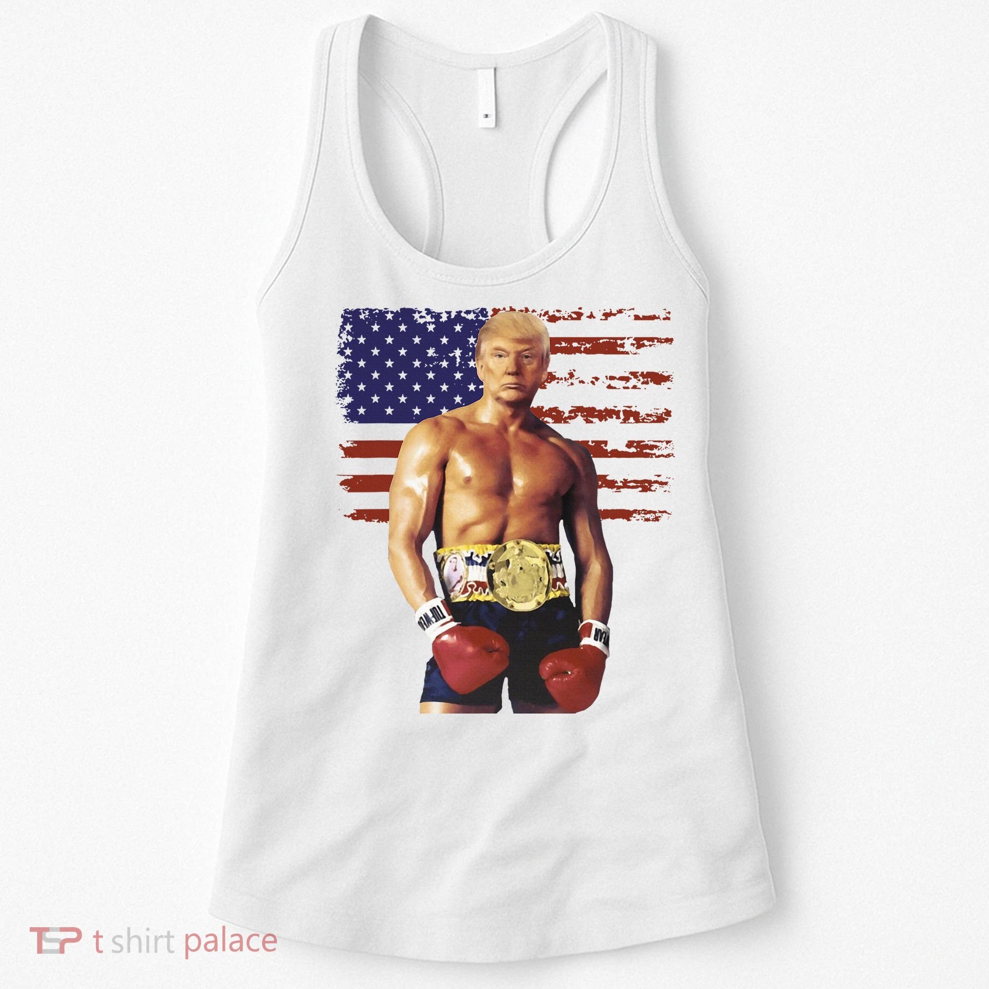 Trump Rocky Boxing Meme Boxer Us Flag Patriot Women's Tank Top