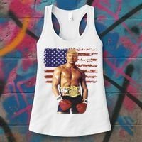 Trump Rocky Boxing Meme Boxer Us Flag Patriot Women's Tank Top thumb 3