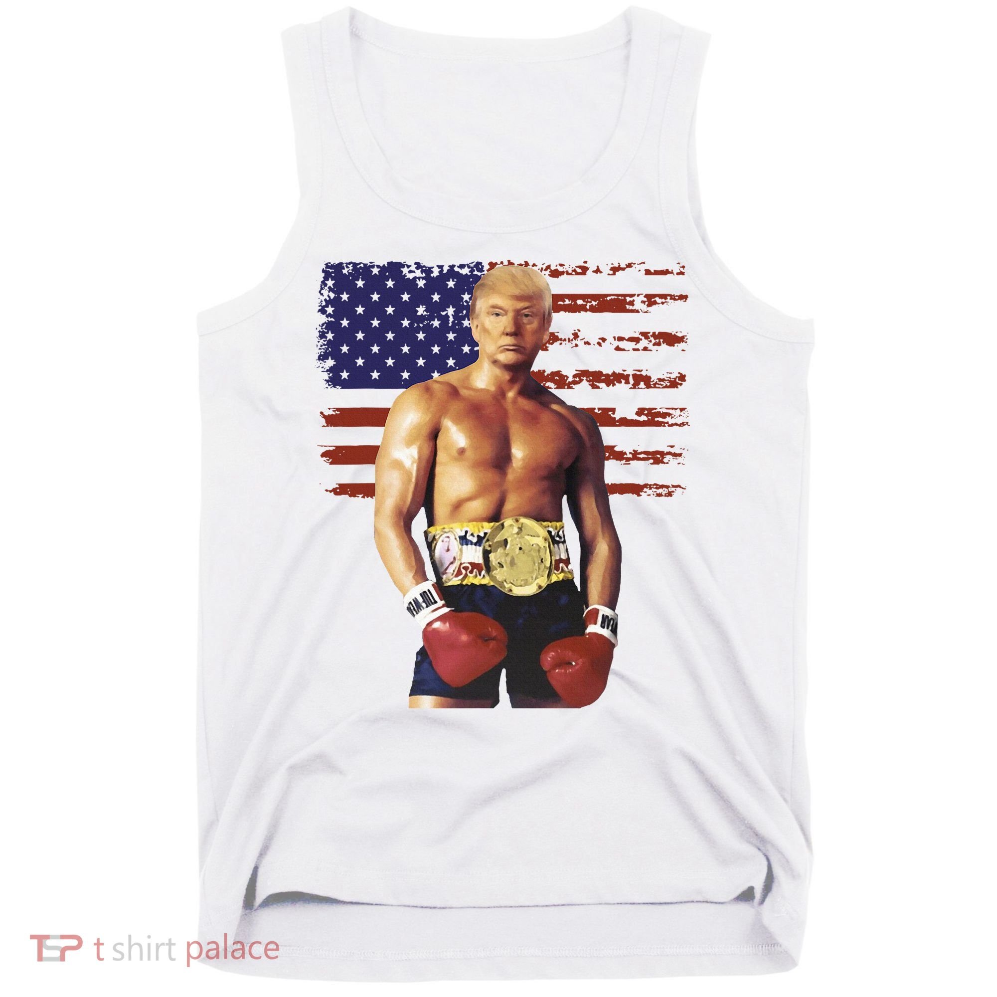 Trump Rocky Boxing Meme Boxer Us Flag Patriot Tank Top