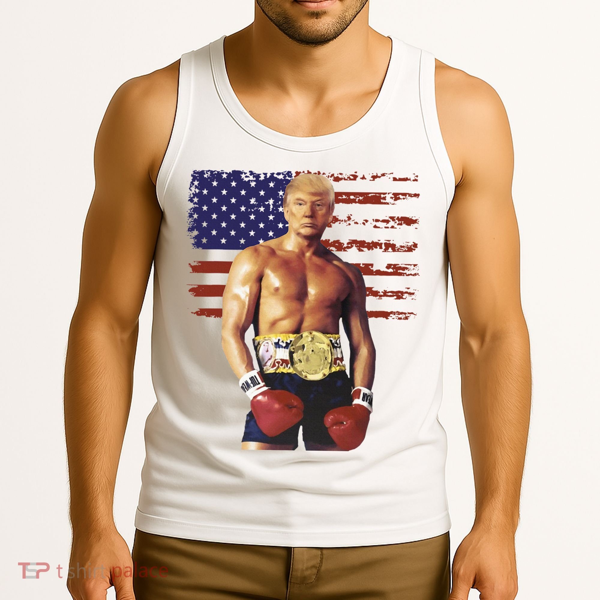 Trump Rocky Boxing Meme Boxer Us Flag Patriot Tank Top