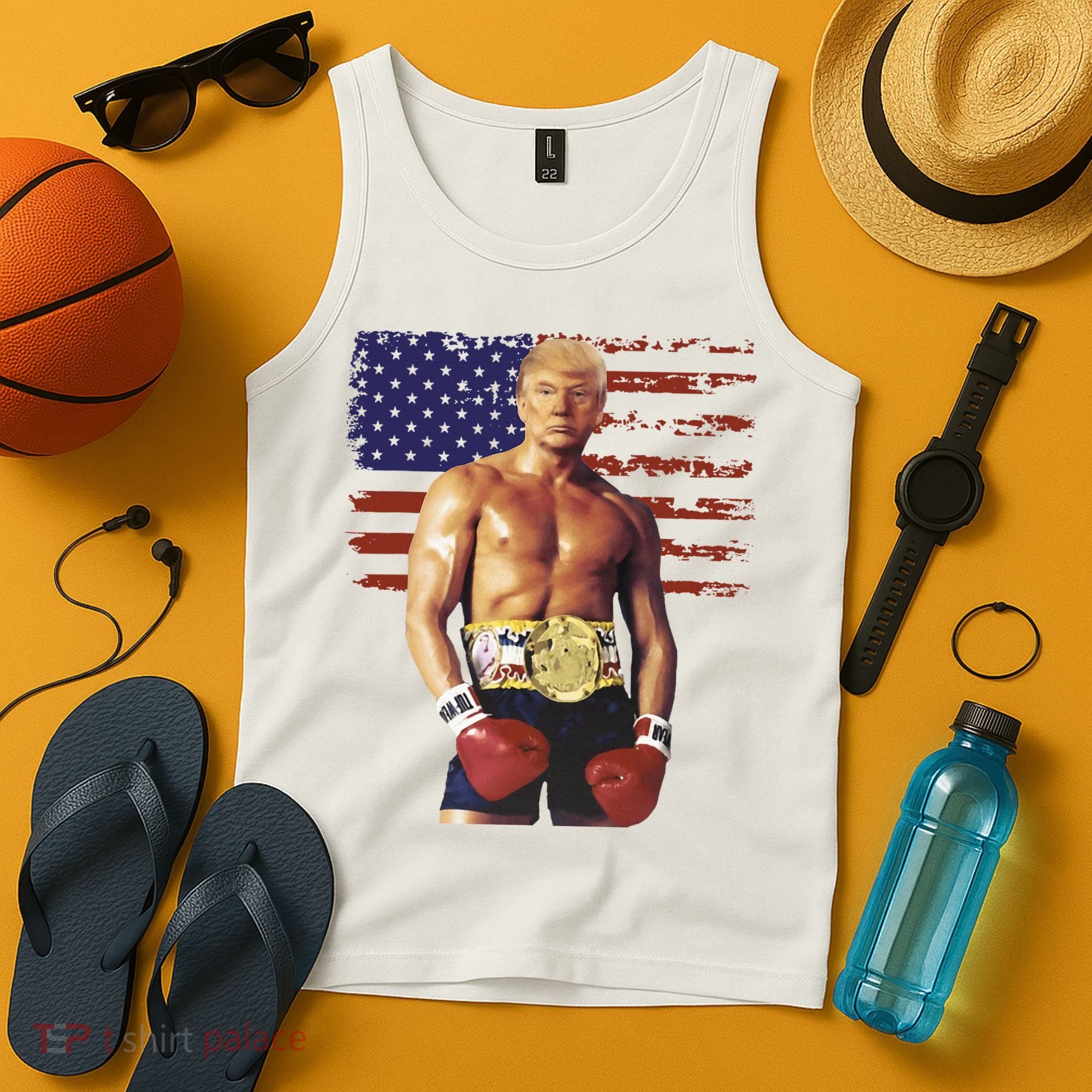 Trump Rocky Boxing Meme Boxer Us Flag Patriot Tank Top
