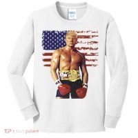 Trump Rocky Boxing Meme Boxer Us Flag Patriot Kids Long Sleeve Shirt thumb 0