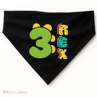Three Rex Birthday  3rd Dinosaur Birthday Family USA-Made Doggie Bandana thumb 0