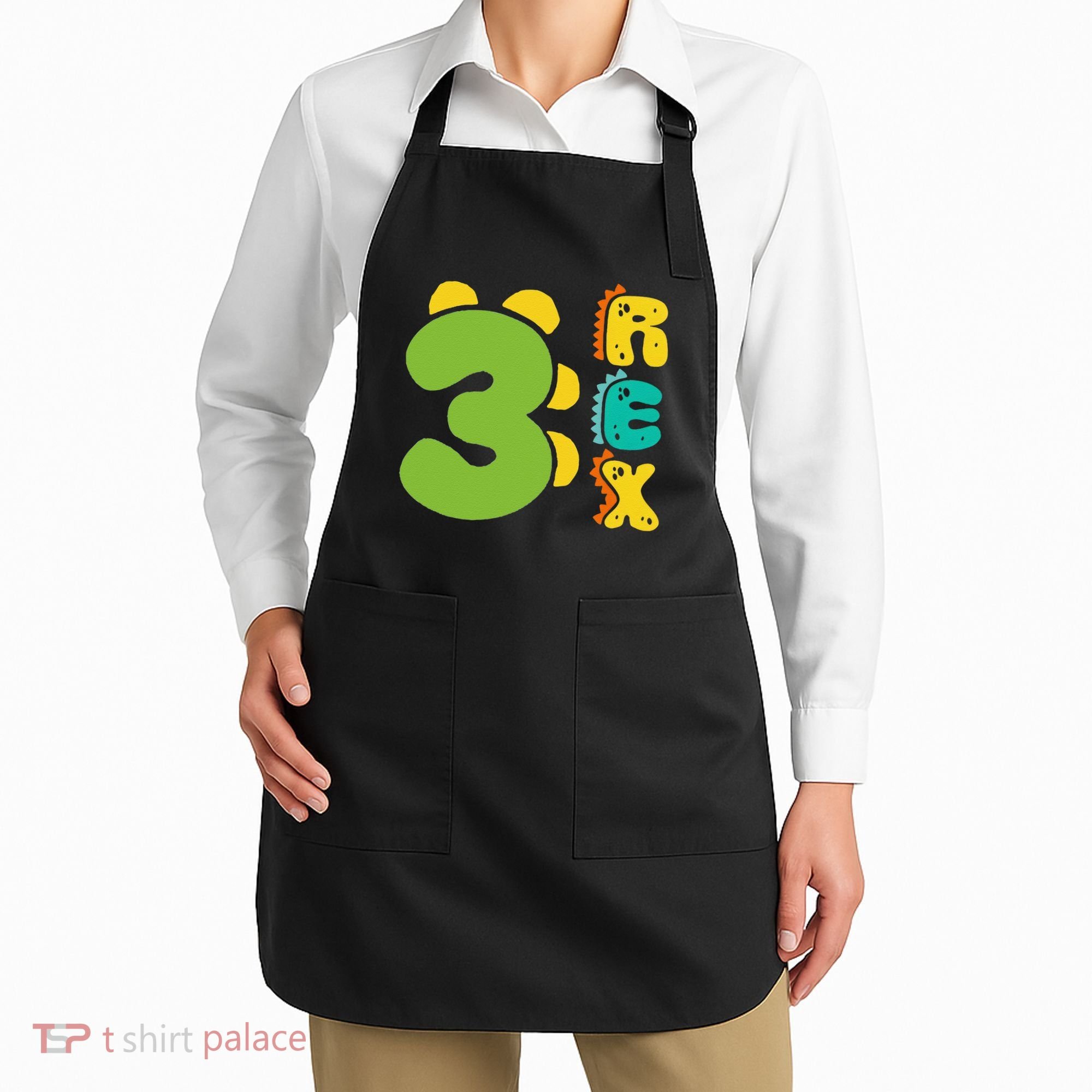 Three Rex Birthday  3rd Dinosaur Birthday Family Apron