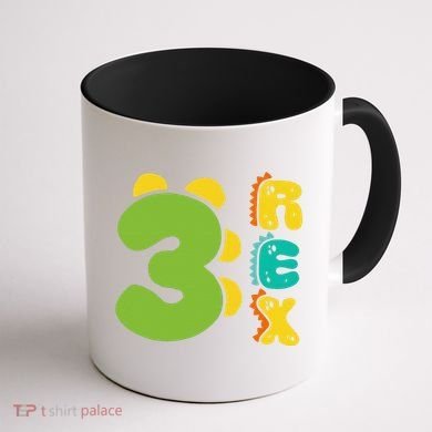 Three Rex Birthday  3rd Dinosaur Birthday Family Coffee Mug back