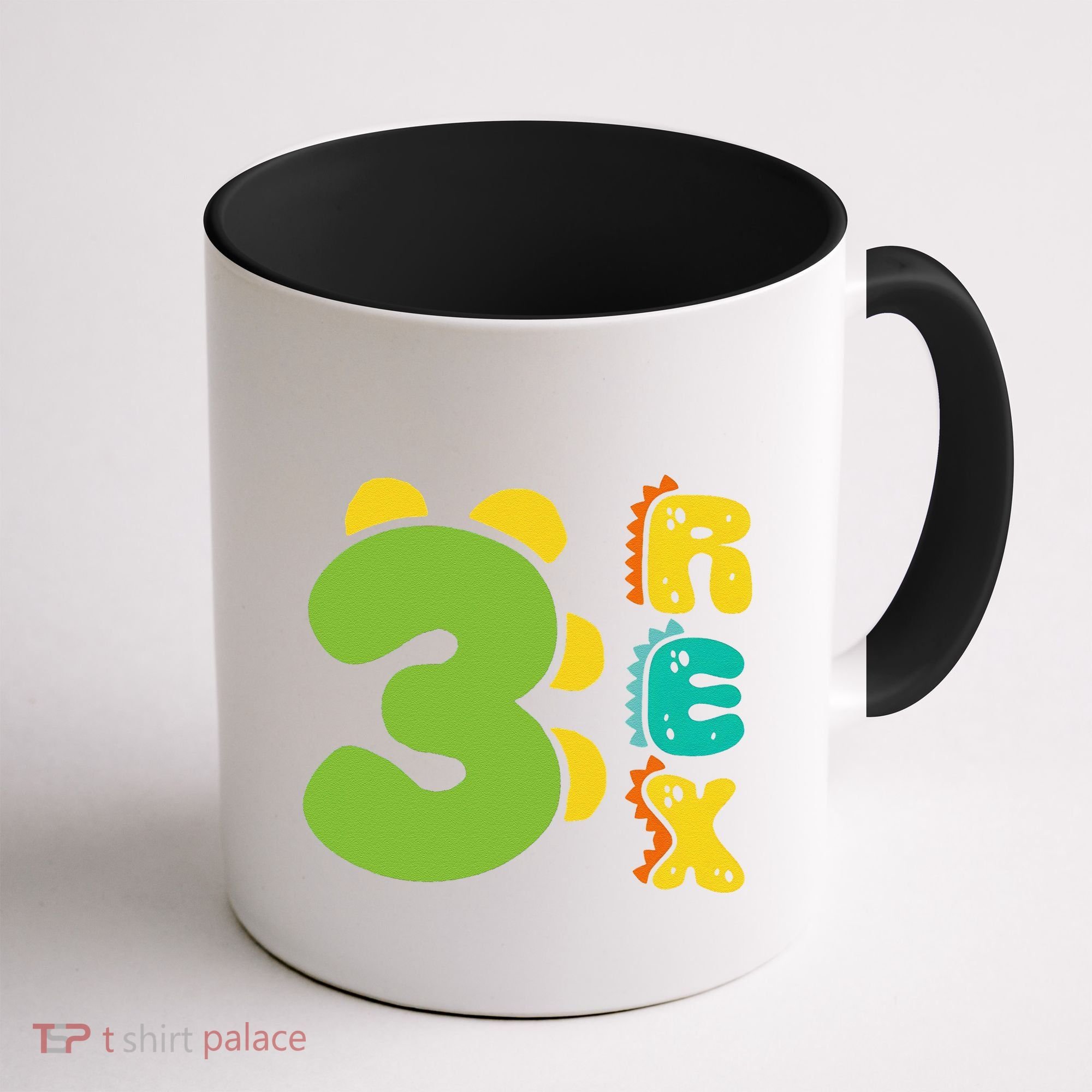 Three Rex Birthday  3rd Dinosaur Birthday Family Coffee Mug