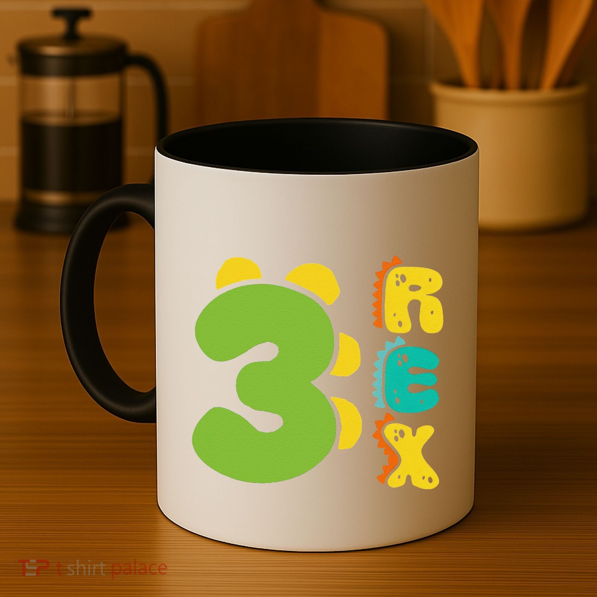 Three Rex Birthday  3rd Dinosaur Birthday Family Coffee Mug