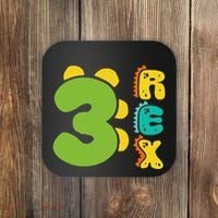 Three Rex Birthday  3rd Dinosaur Birthday Family Coaster thumb 0