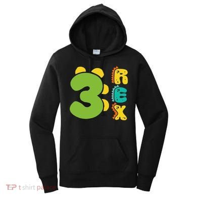 Three Rex Birthday  3rd Dinosaur Birthday Family Women's Hoodie