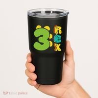 Three Rex Birthday  3rd Dinosaur Birthday Family Tumbler thumb 2