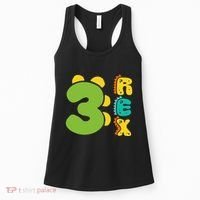 Three Rex Birthday  3rd Dinosaur Birthday Family Women's Tank Top thumb 0