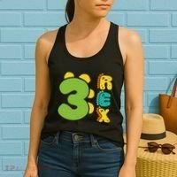 Three Rex Birthday  3rd Dinosaur Birthday Family Women's Tank Top thumb 2