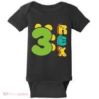 Three Rex Birthday  3rd Dinosaur Birthday Family Baby Bodysuit thumb 0