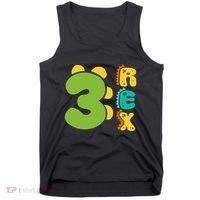 Three Rex Birthday  3rd Dinosaur Birthday Family Tank Top thumb 0