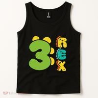 Three Rex Birthday  3rd Dinosaur Birthday Family Tank Top thumb 2