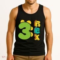 Three Rex Birthday  3rd Dinosaur Birthday Family Tank Top thumb 3