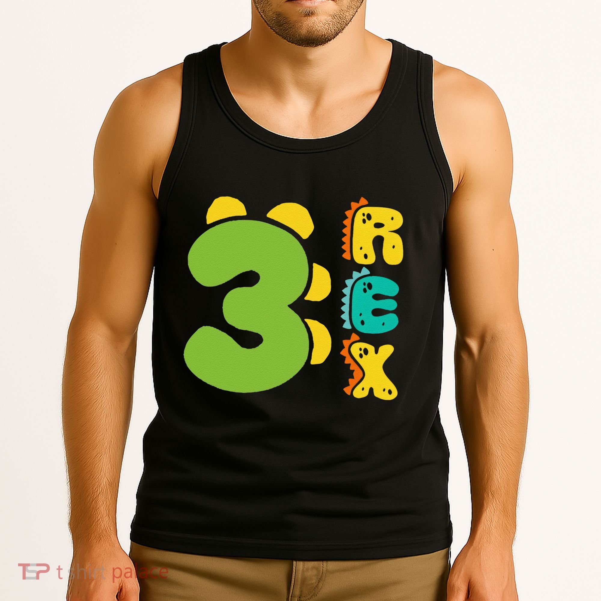 Three Rex Birthday  3rd Dinosaur Birthday Family Tank Top