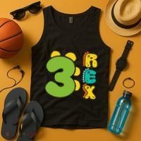 Three Rex Birthday  3rd Dinosaur Birthday Family Tank Top thumb 4