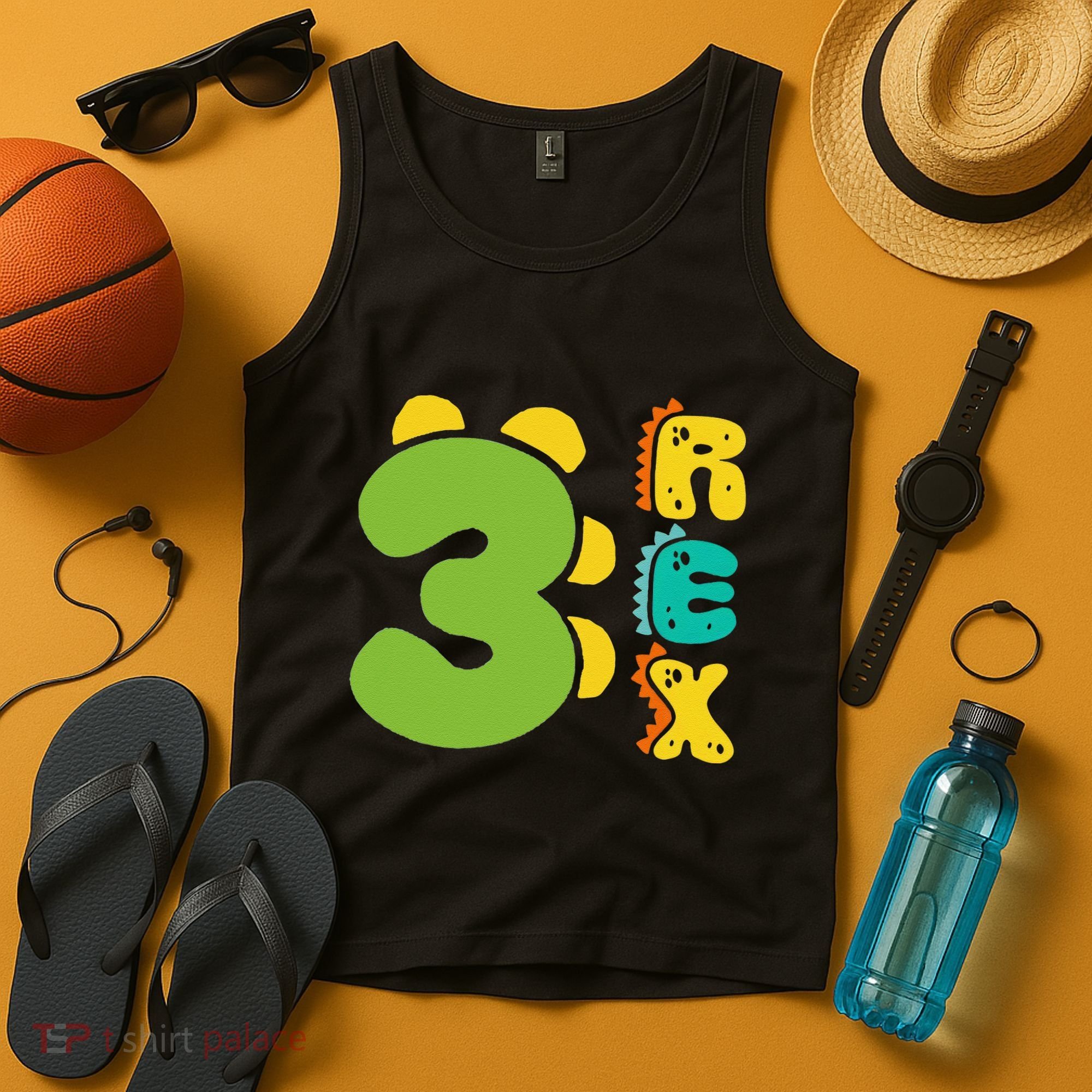 Three Rex Birthday  3rd Dinosaur Birthday Family Tank Top