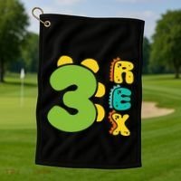 Three Rex Birthday  3rd Dinosaur Birthday Family Golf Towel thumb 1