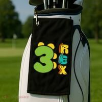 Three Rex Birthday  3rd Dinosaur Birthday Family Golf Towel thumb 2