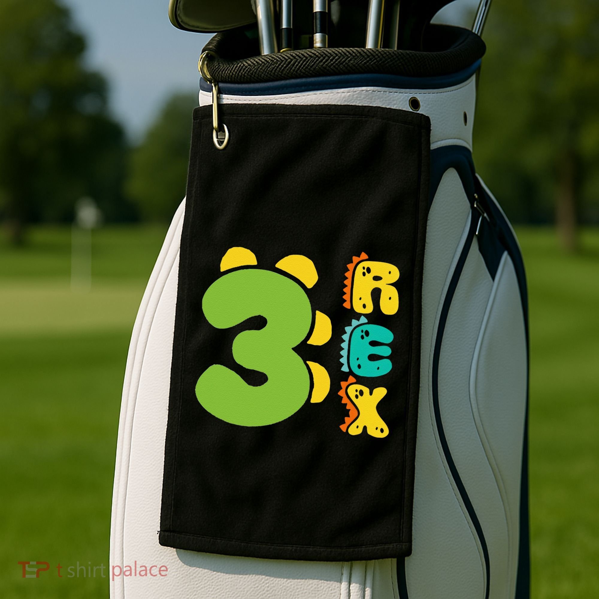 Three Rex Birthday  3rd Dinosaur Birthday Family Golf Towel