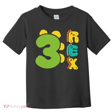 Three Rex Birthday  3rd Dinosaur Birthday Family Toddler T-Shirt