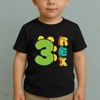 Three Rex Birthday  3rd Dinosaur Birthday Family Toddler T-Shirt thumb 2
