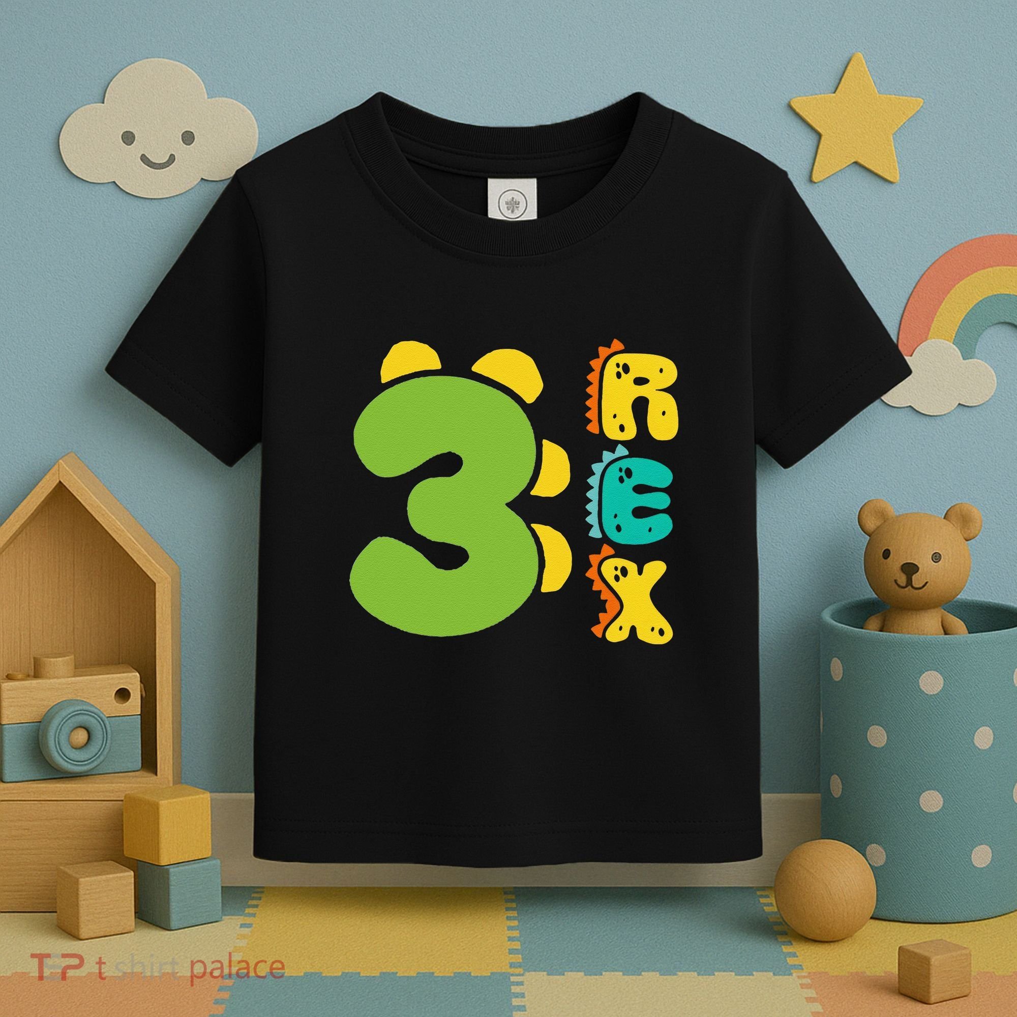 Three Rex Birthday  3rd Dinosaur Birthday Family Toddler T-Shirt