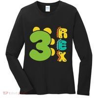 Three Rex Birthday  3rd Dinosaur Birthday Family Women's Long Sleeve Shirt thumb 0