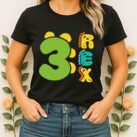 Three Rex Birthday  3rd Dinosaur Birthday Family Women's T-Shirt thumb 2