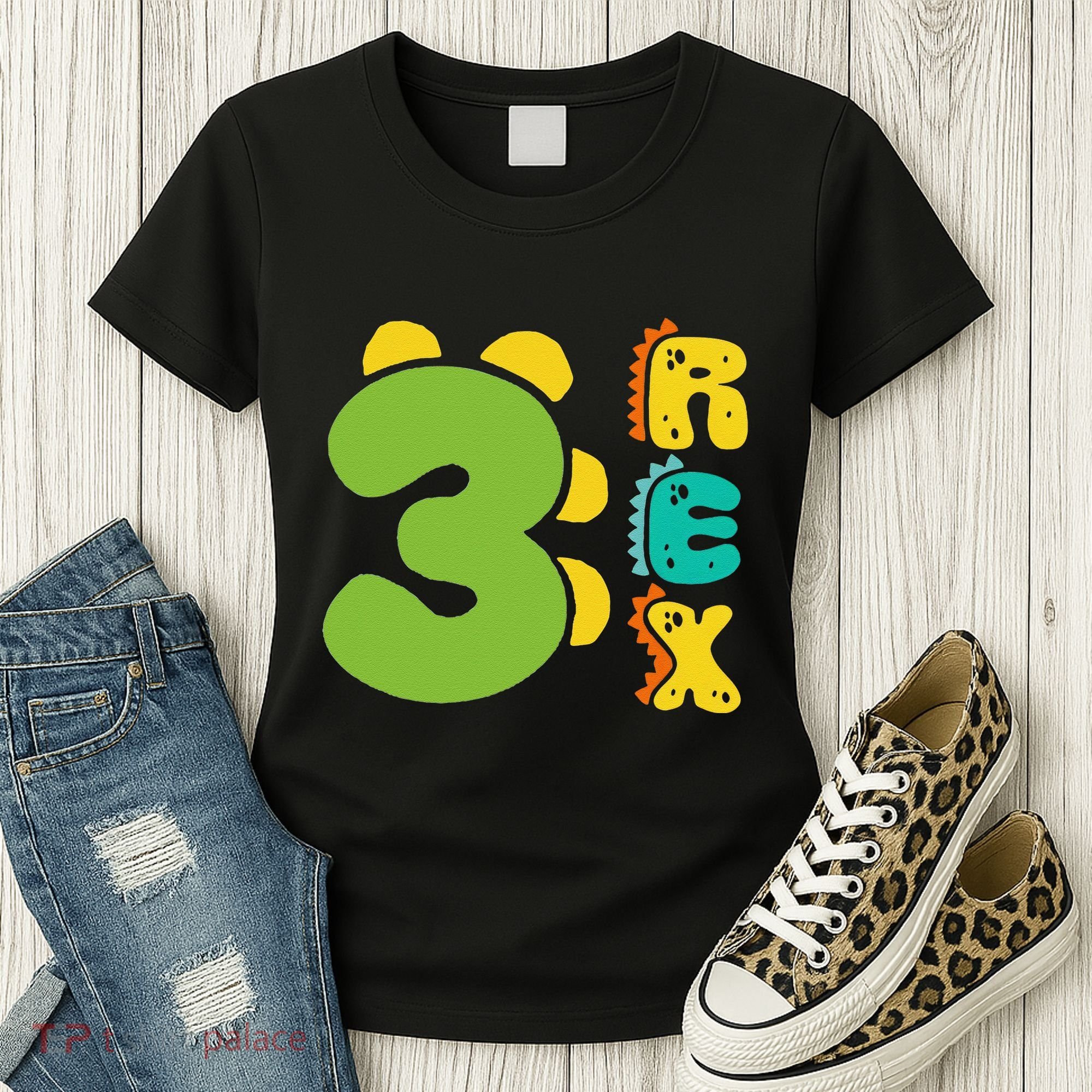 Three Rex Birthday  3rd Dinosaur Birthday Family Women's T-Shirt