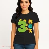 Three Rex Birthday  3rd Dinosaur Birthday Family Women's T-Shirt thumb 4