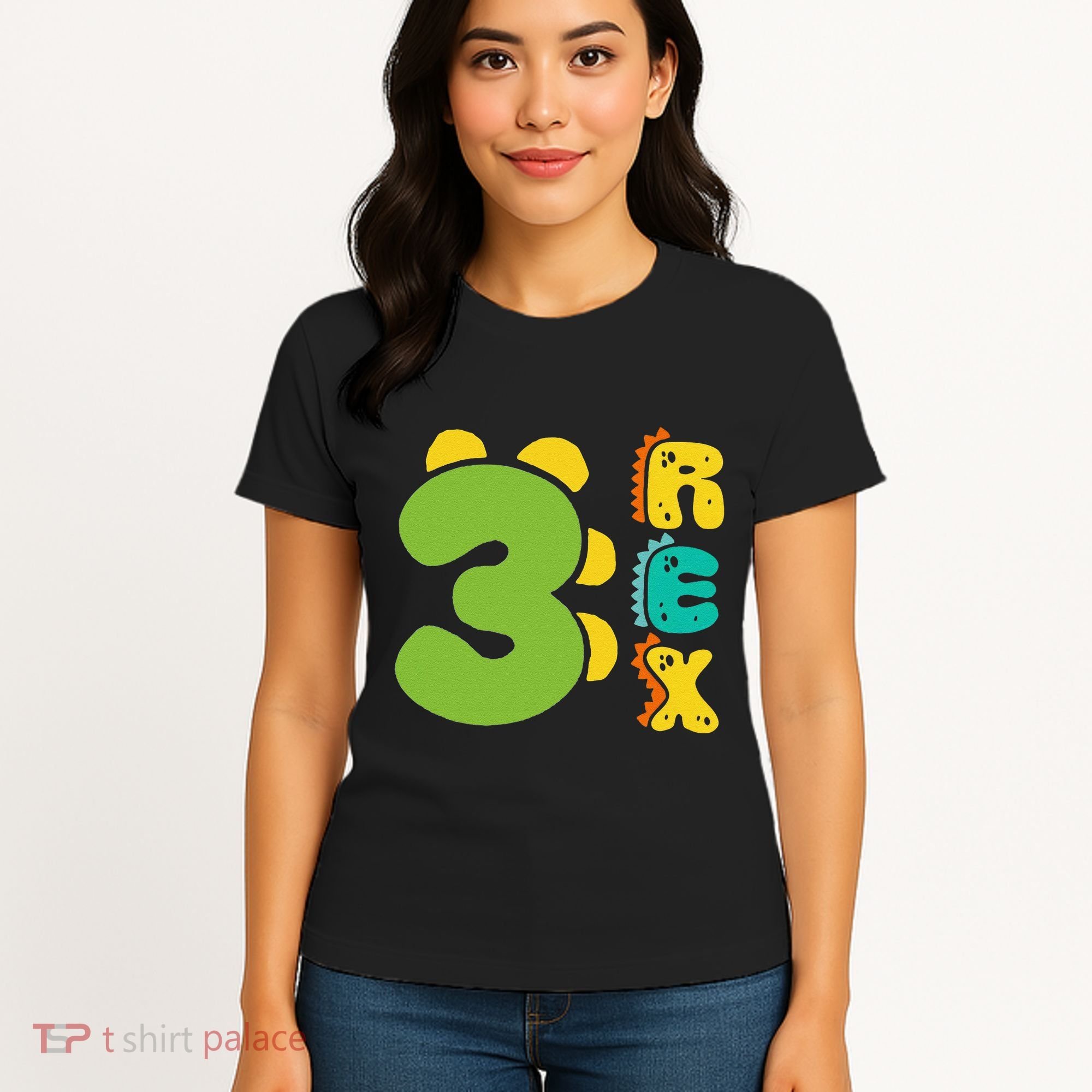 Three Rex Birthday  3rd Dinosaur Birthday Family Women's T-Shirt