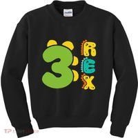 Three Rex Birthday  3rd Dinosaur Birthday Family Kids Sweatshirt thumb 0