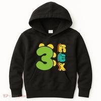 Three Rex Birthday  3rd Dinosaur Birthday Family Kids Hoodie thumb 0