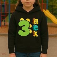 Three Rex Birthday  3rd Dinosaur Birthday Family Kids Hoodie thumb 3