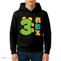 Three Rex Birthday  3rd Dinosaur Birthday Family Kids Hoodie thumb 4