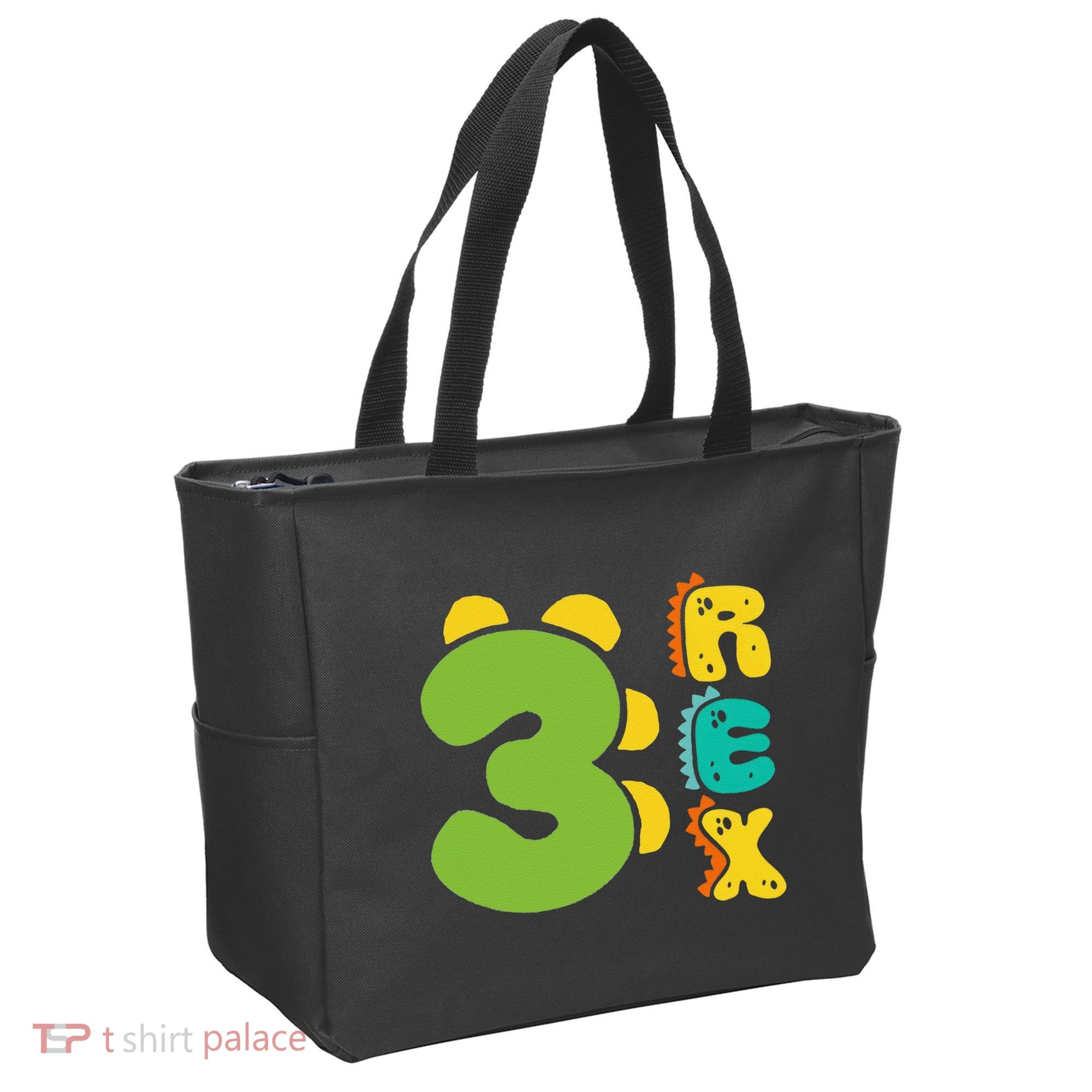 Three Rex Birthday  3rd Dinosaur Birthday Family Tote Bag