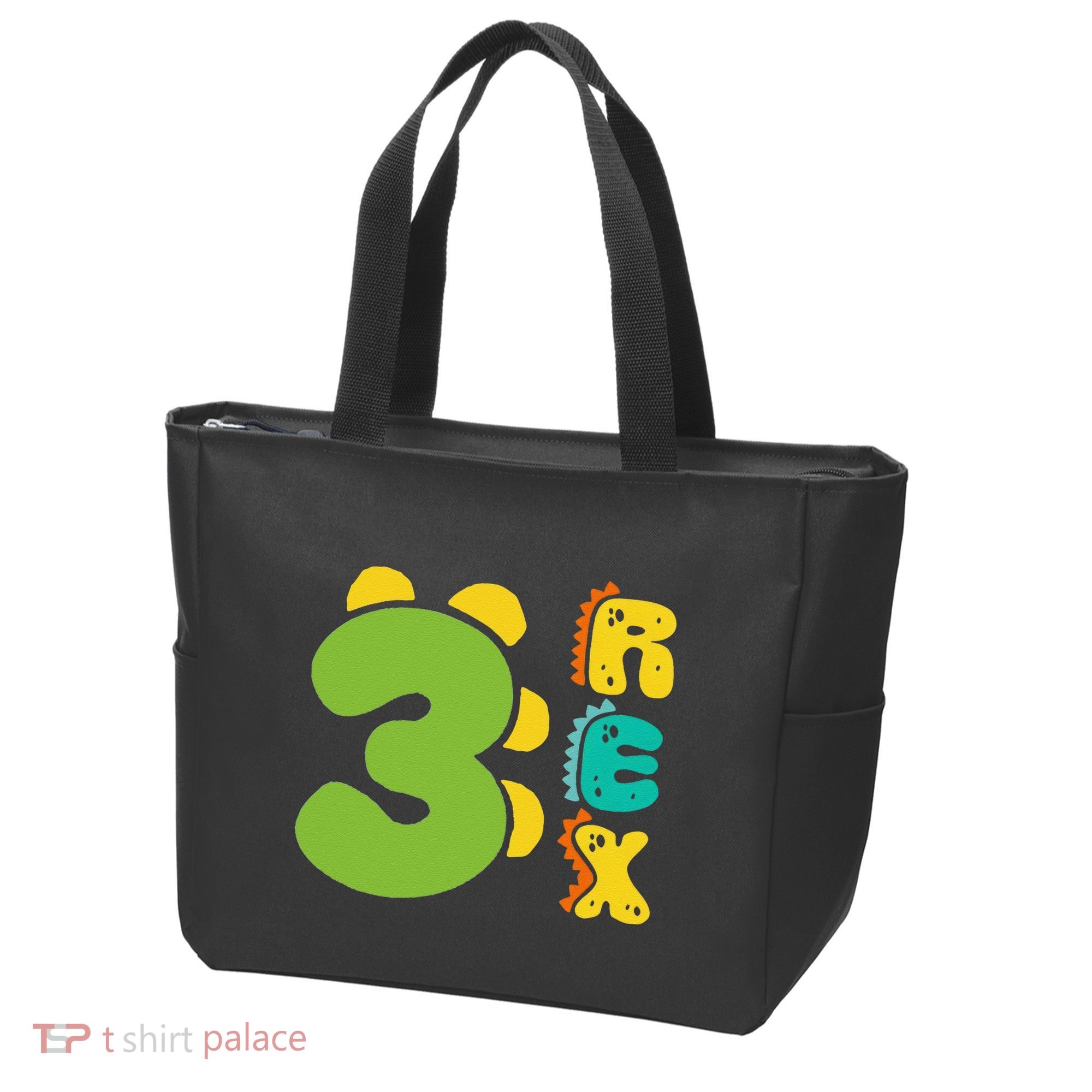 Three Rex Birthday  3rd Dinosaur Birthday Family Tote Bag