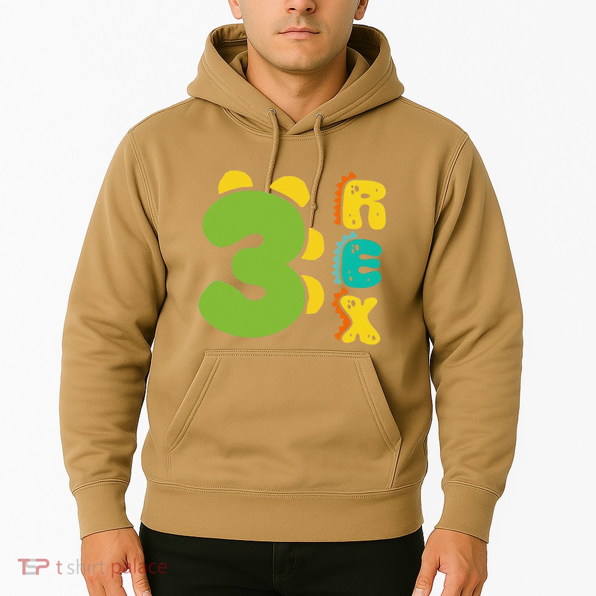 Three Rex Birthday  3rd Dinosaur Birthday Family Hoodie