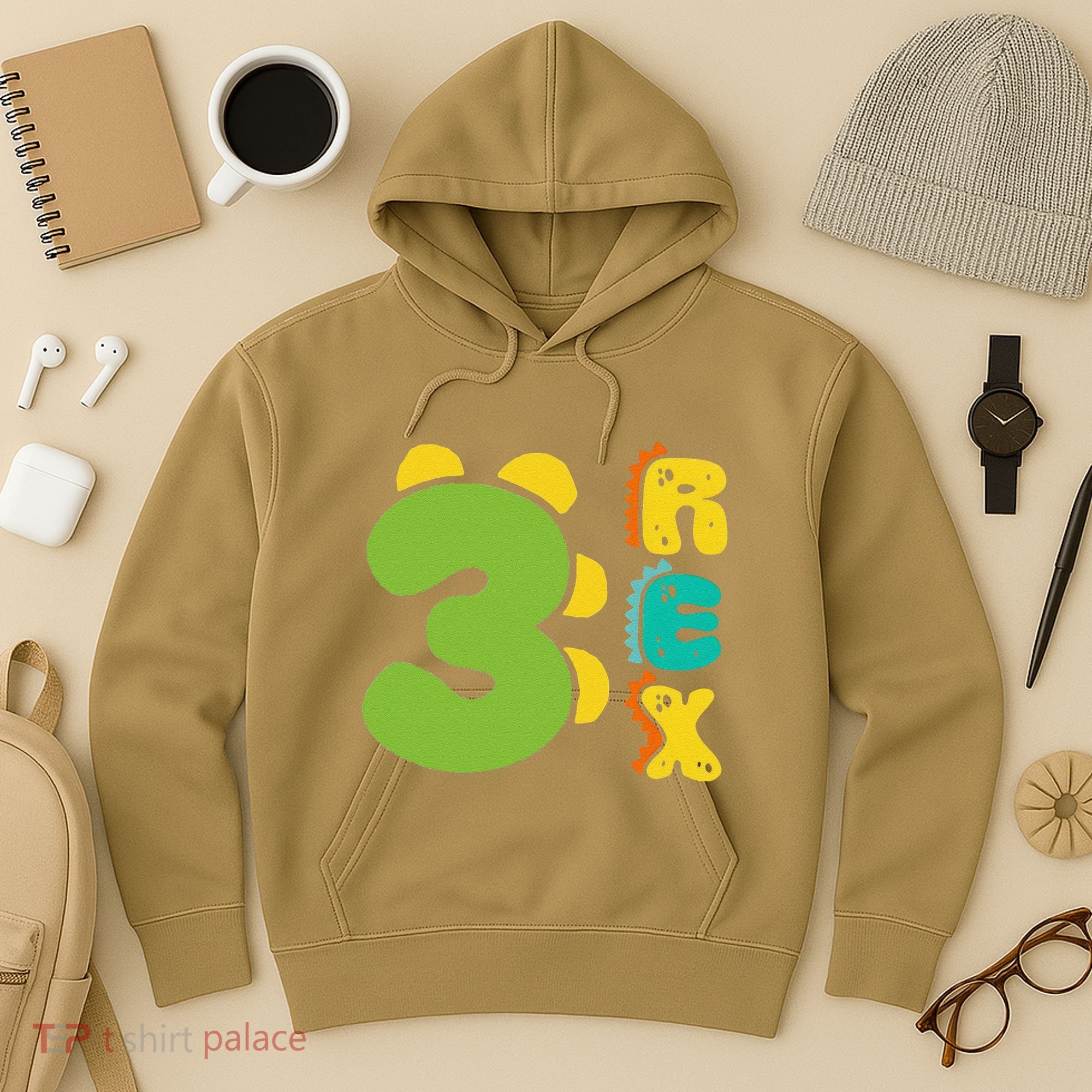 Three Rex Birthday  3rd Dinosaur Birthday Family Hoodie