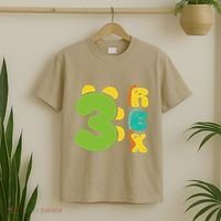 Three Rex Birthday  3rd Dinosaur Birthday Family T-Shirt thumb 2