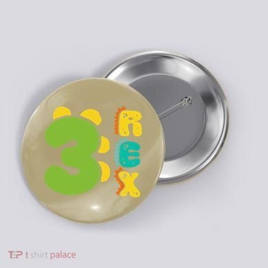 Three Rex Birthday  3rd Dinosaur Birthday Family Button