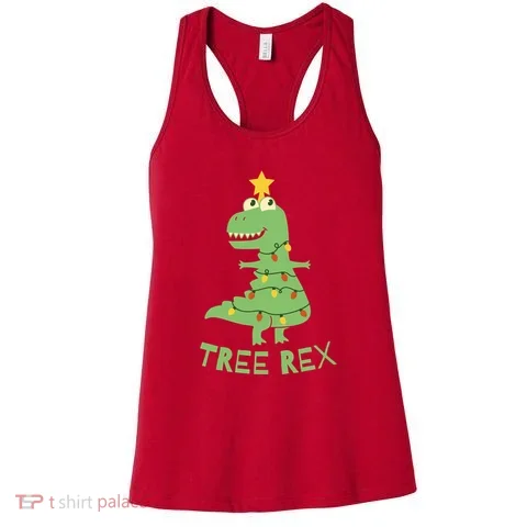 Tree Rex Christmas Women's Tank Top in the selected color