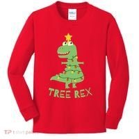 Tree Rex Christmas Kids Long Sleeve Shirt thumb 0