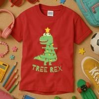 Tree Rex Christmas Kids T-Shirt thumb 3