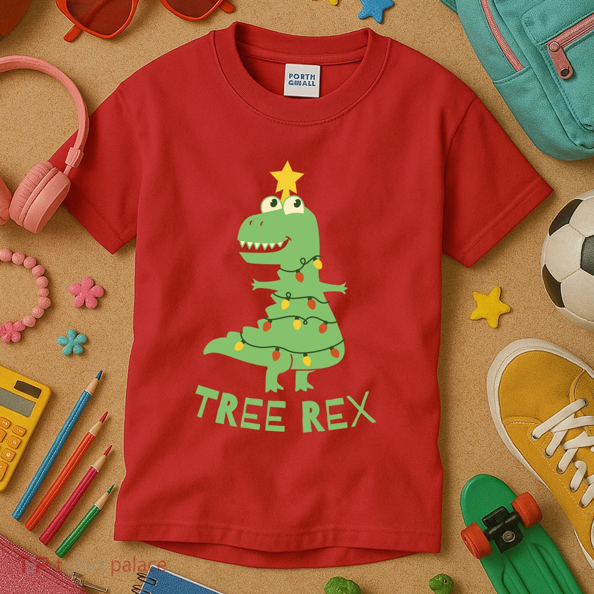 Tree Rex Christmas Kids T-Shirt